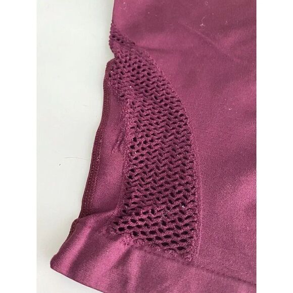 FOREVER 21 Leggings Women's Size S Yoga Pants Active Mesh Workout Maroon Check P - Picture 2 of 11